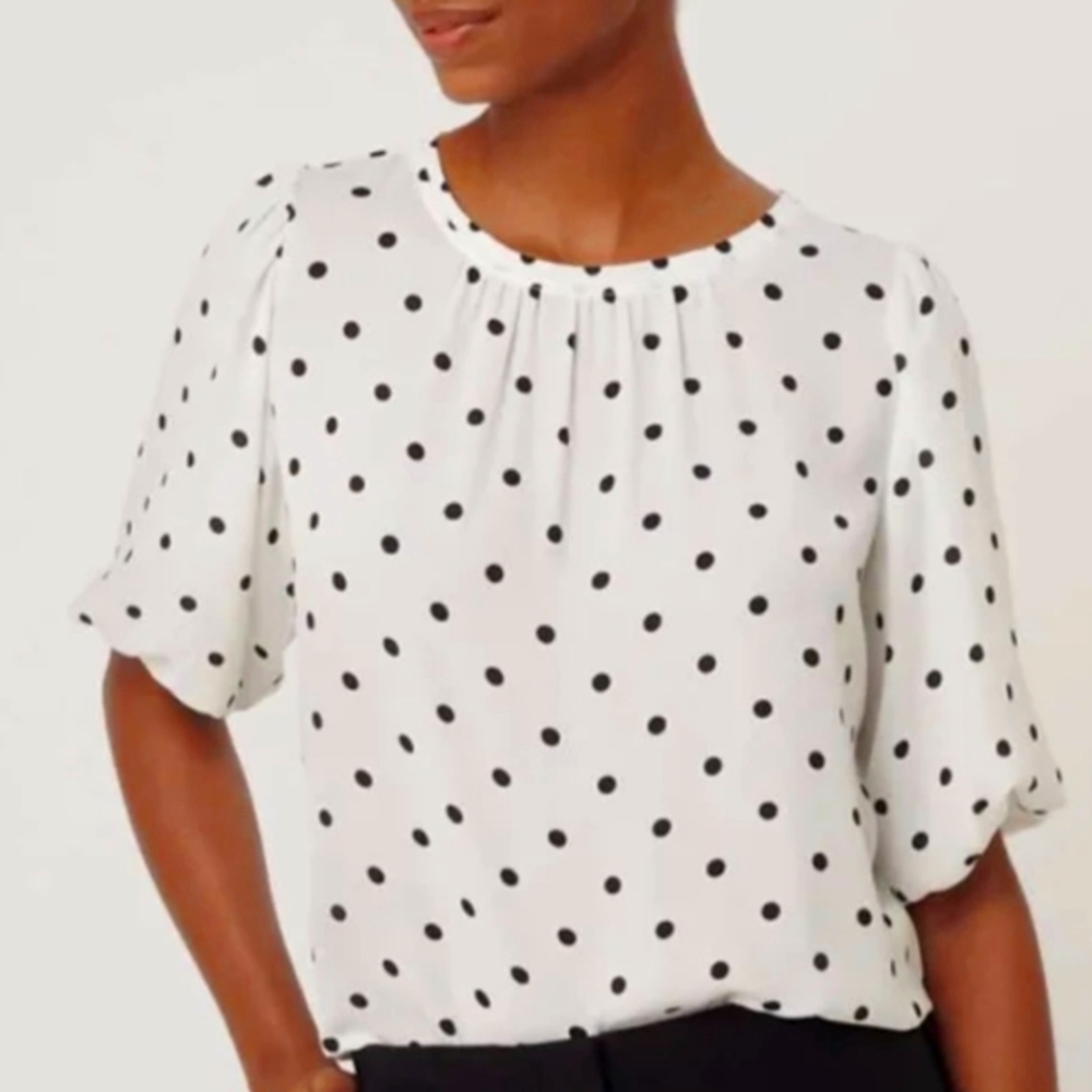 Loft Black & White Polka Dot Blouse